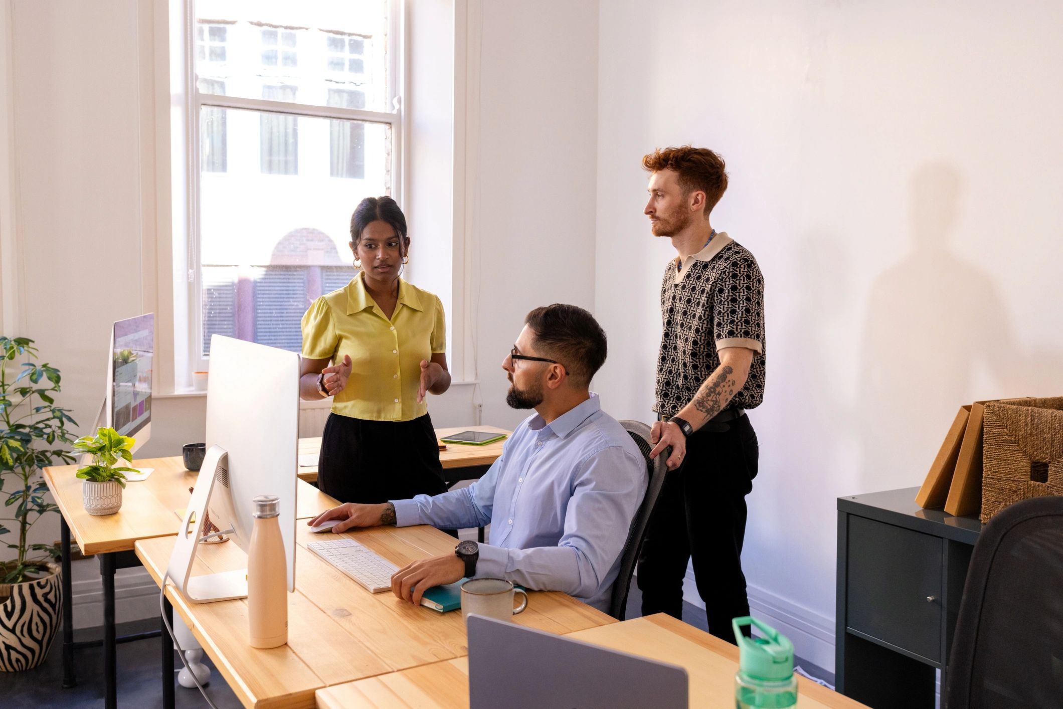 Professional service team in a modern office